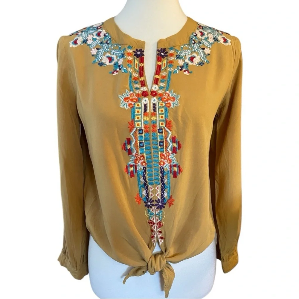 Bohemian Anthropologie Embroidered Top